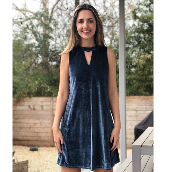 dusty blue velvet dress